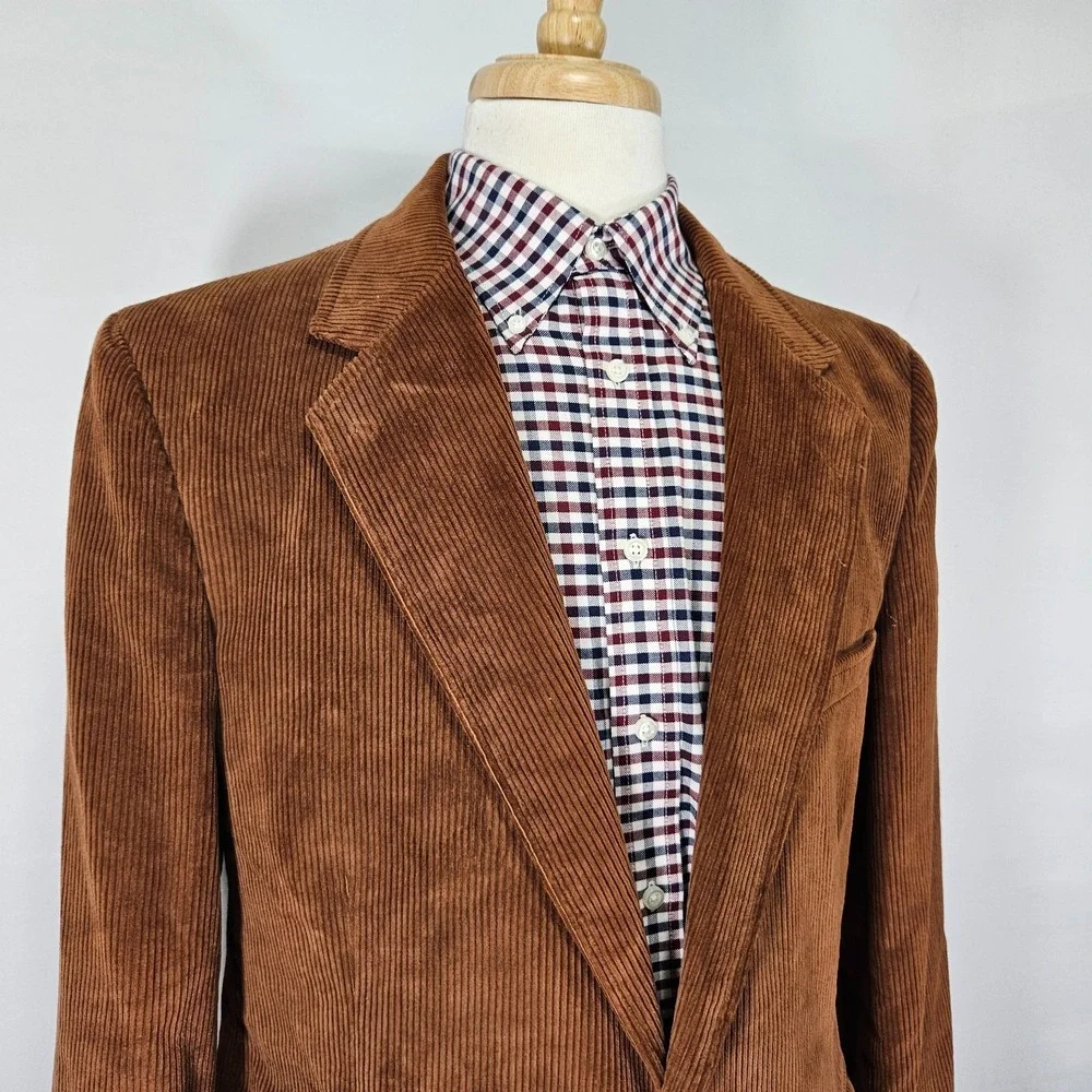 VTG‎ Woodmere Men's Sport Coat Blazer Two Button Brown Corduroy Cotton 44L